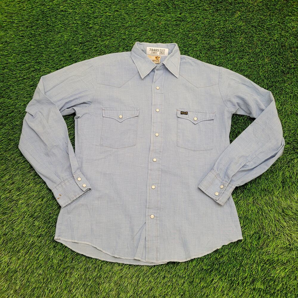 Vintage 70s Maverick Pearl Snap Shirt M 21x27 USA Permanent Press